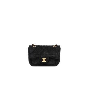 CHANEL Mini Black Suede Flap Bag C-A36443